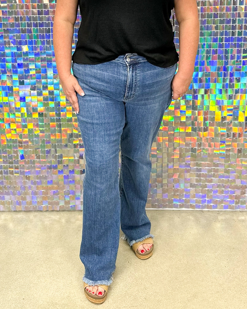 Judy Blue Hailey High Waist Double Button Bootcut - Medium Wash