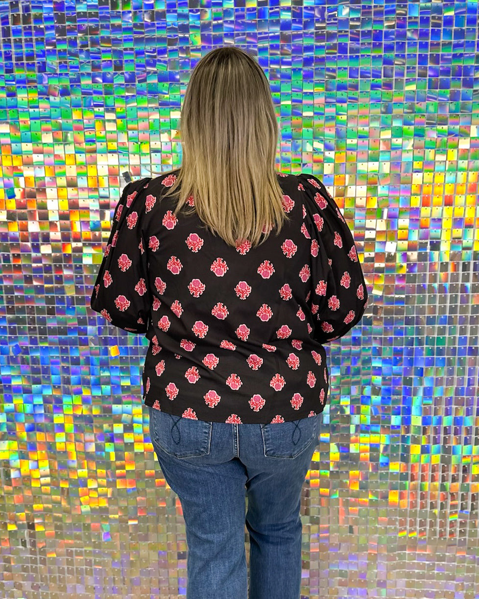 Martie Balloon Sleeve Top - Black