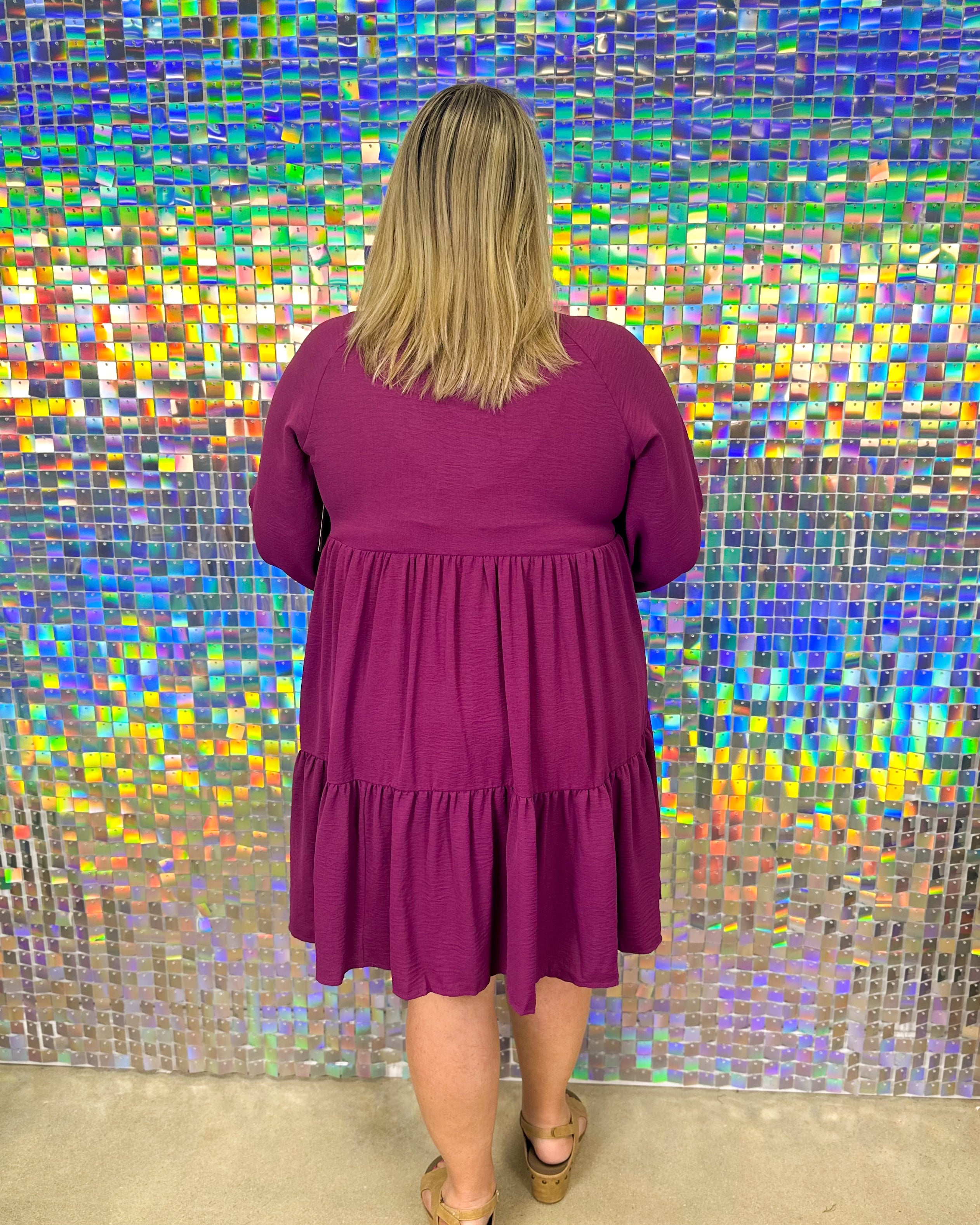 Amy Tiered Dress - Eggplant
