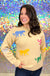  Jodifl Roarsome Sweater - Beige, long sleeve, banded hems, round neck, animal color block print, plus