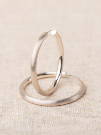 Michelle McDowell Stella Brushed Silver Hoops