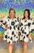 Entro Dream on Dress - Black, white, floral, long sleeve, v-neck, plus size, flowy