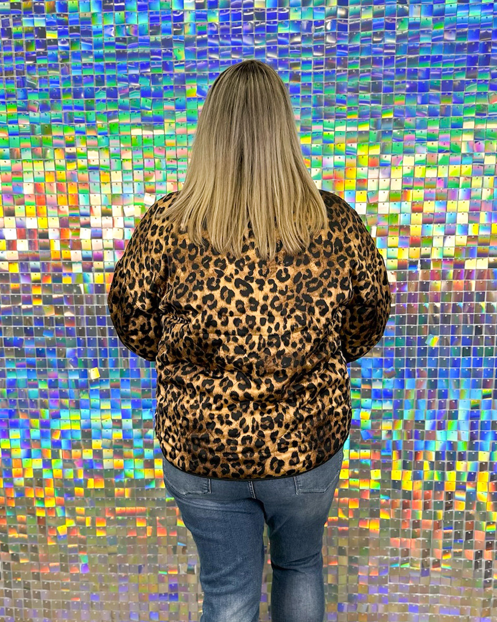Leopard Waivy Quilted Jacket - Leopard/Taupe