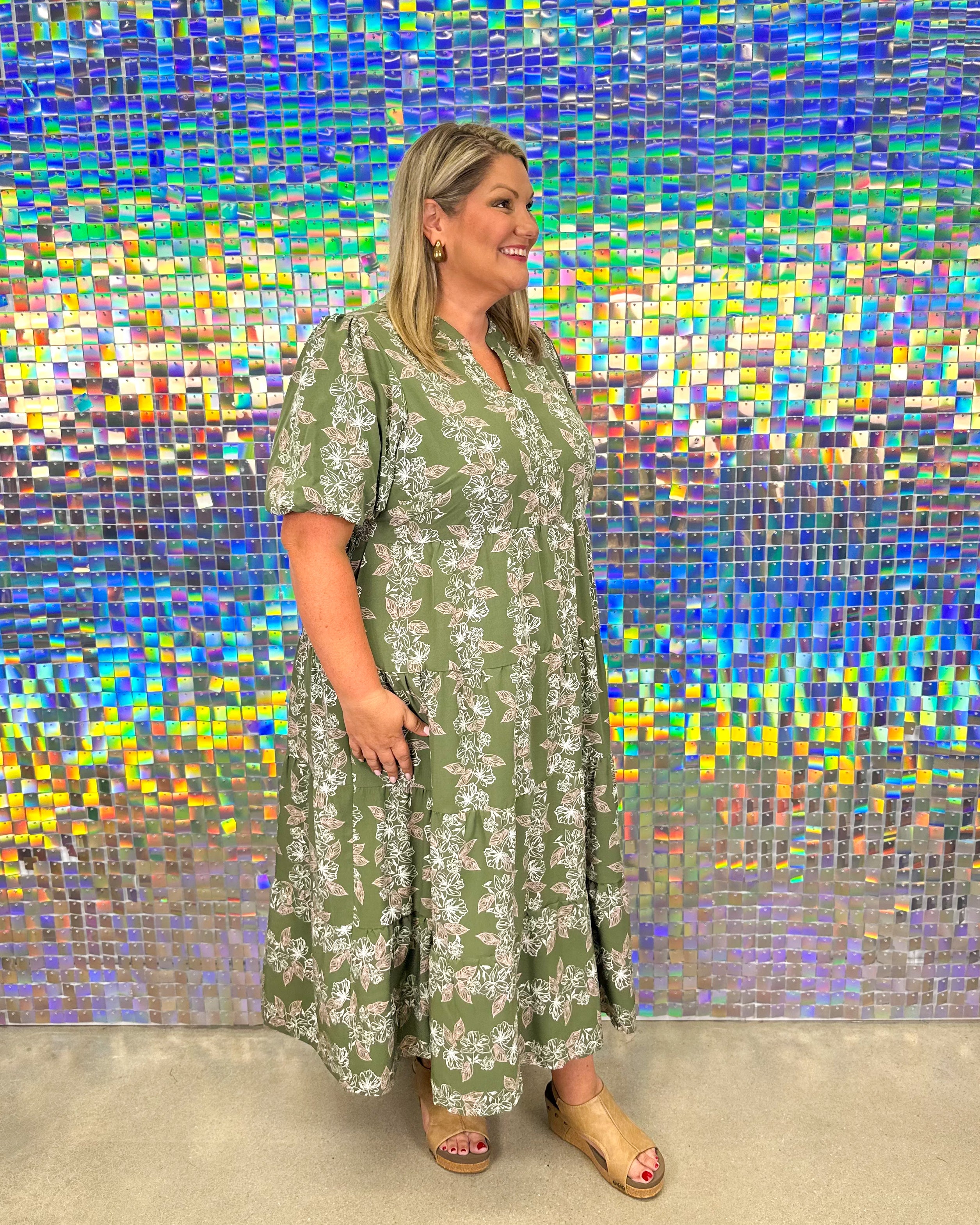 FINAL SALE Kinsley Secret Garden Dress - Olive