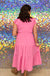Blu Pepper Flutter Around Midi Dress - Pink, smocked, flutter sleeve, tiered, midi, plus size