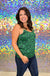 Skies are Blue Laina Top - Spearmint Navy, double strap, v-neck, printed, plus size, adjustable straps