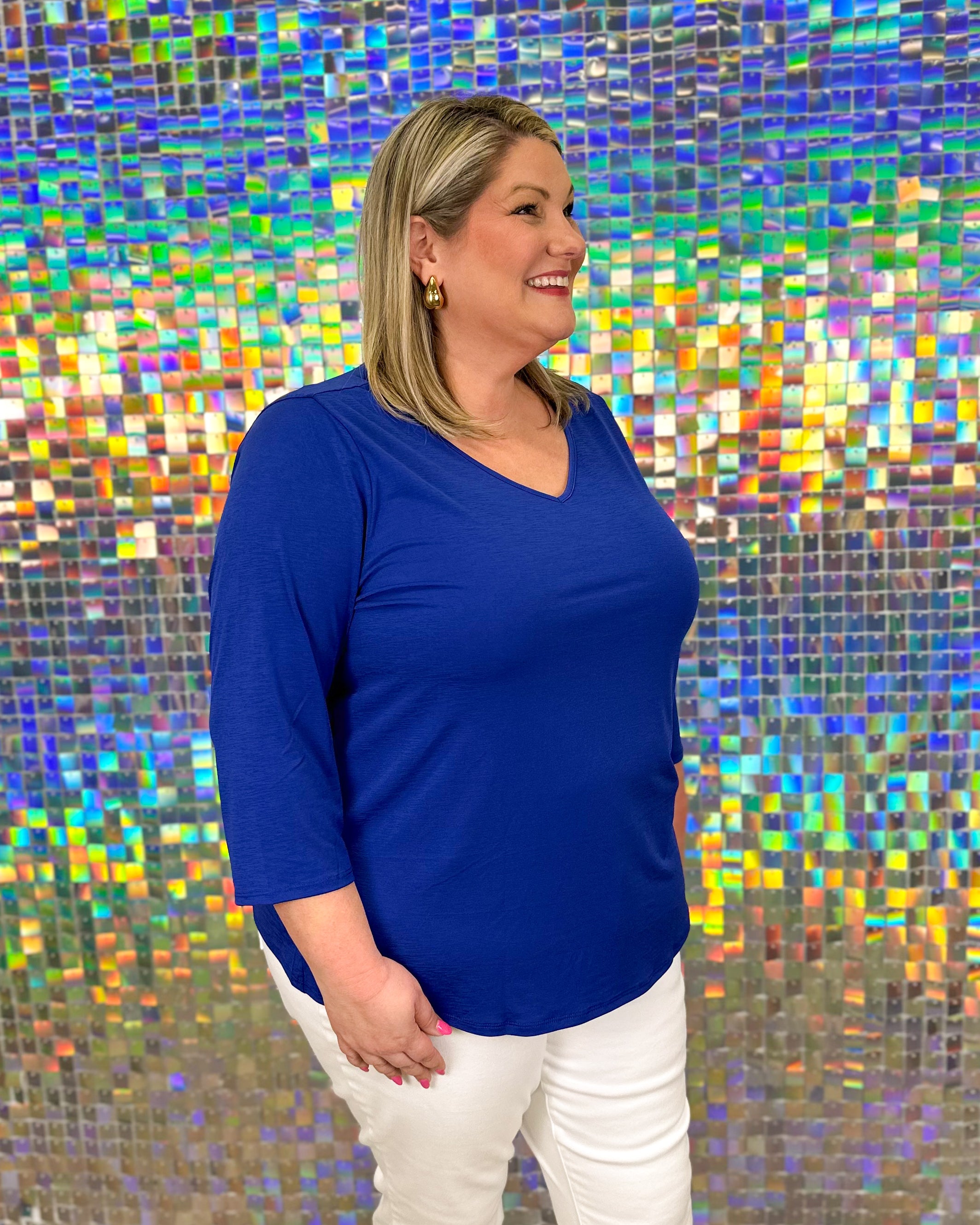 Liza V-Neck Top - Royal Blue