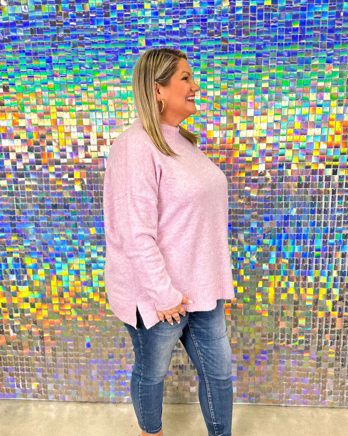 Monica Crew Neck Sweater - Purple