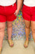Judy Blue Roberta Garment Dyed Fray Hem Shorts - Red, plus