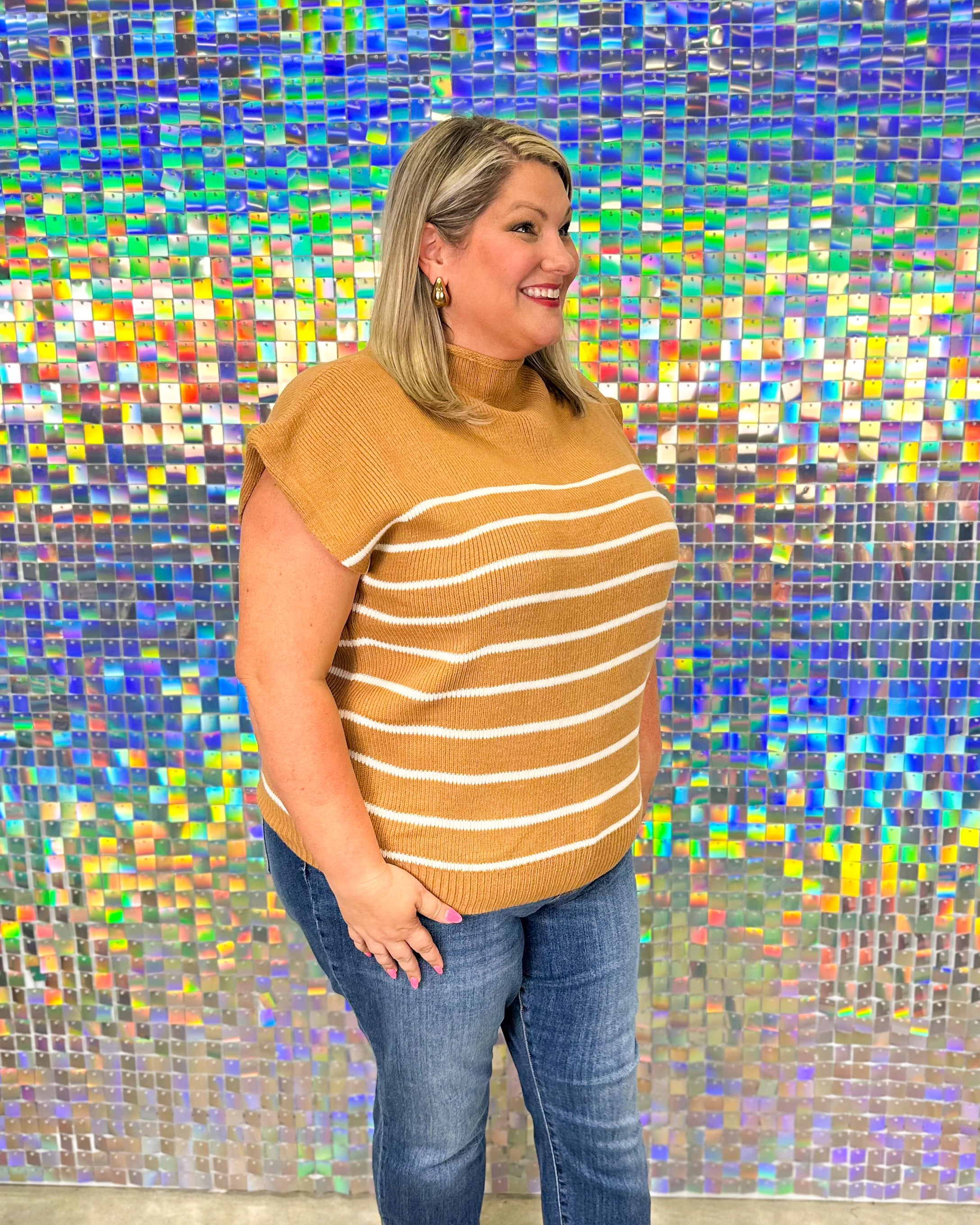 Avery Stripe Sweater - Camel