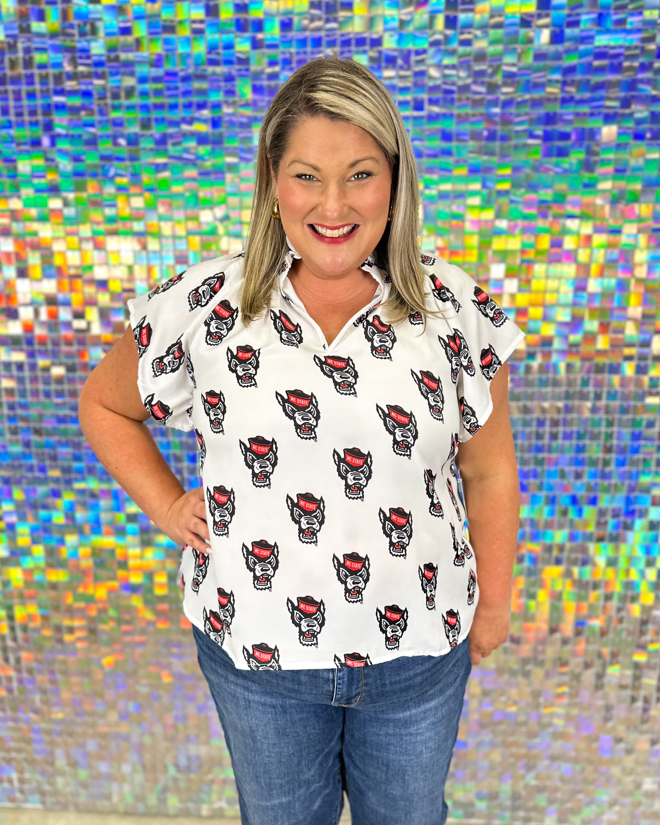 NC State Poly Blouse - White
