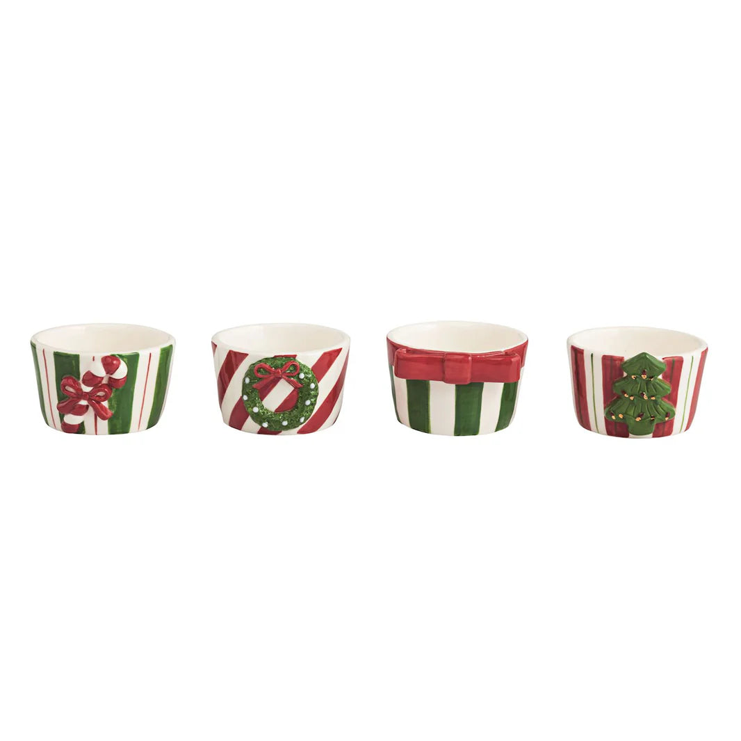 Christmas Tidbit Bowl Set - Red Bow