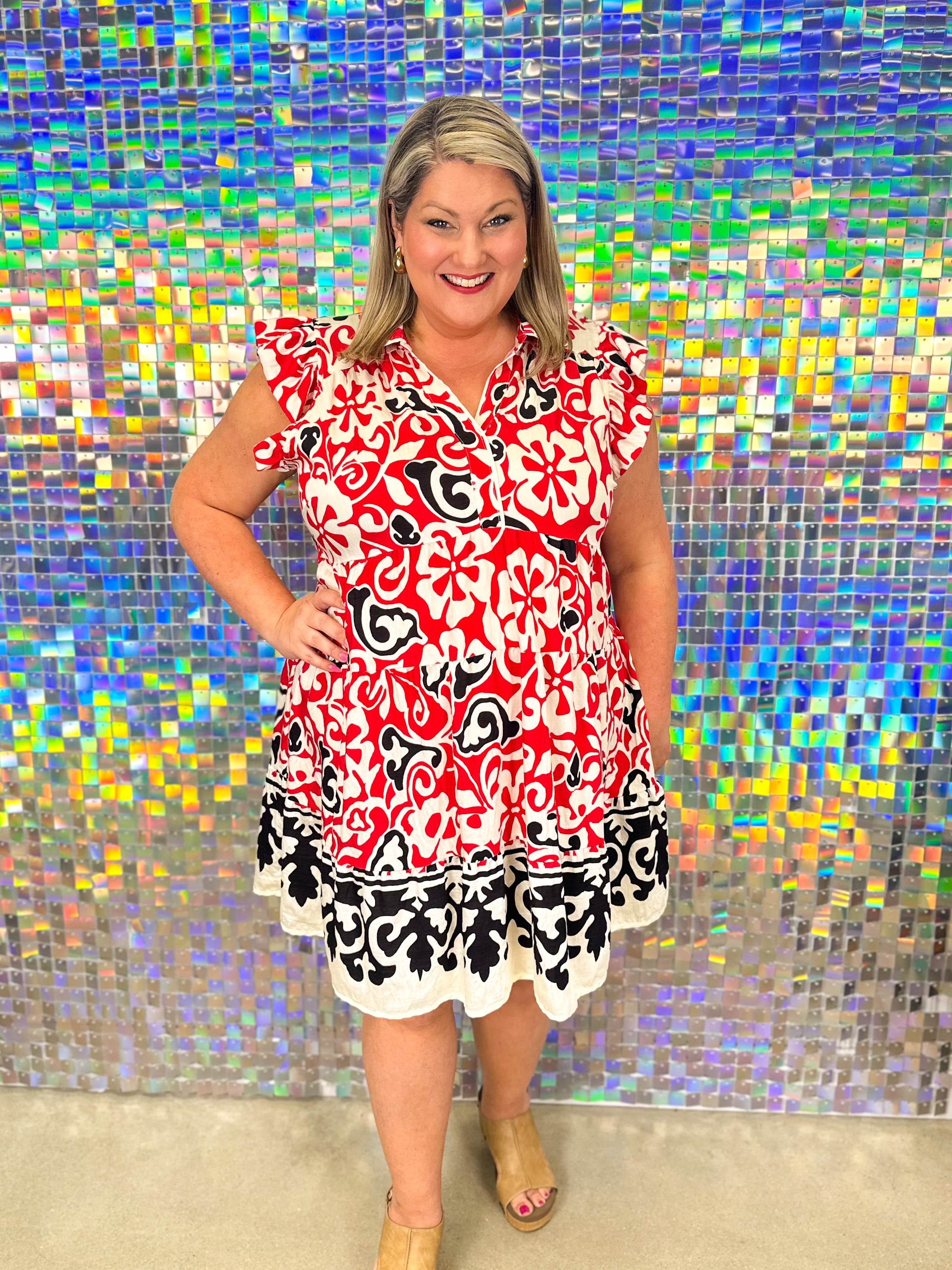 Delaney Dress - Cherry Red