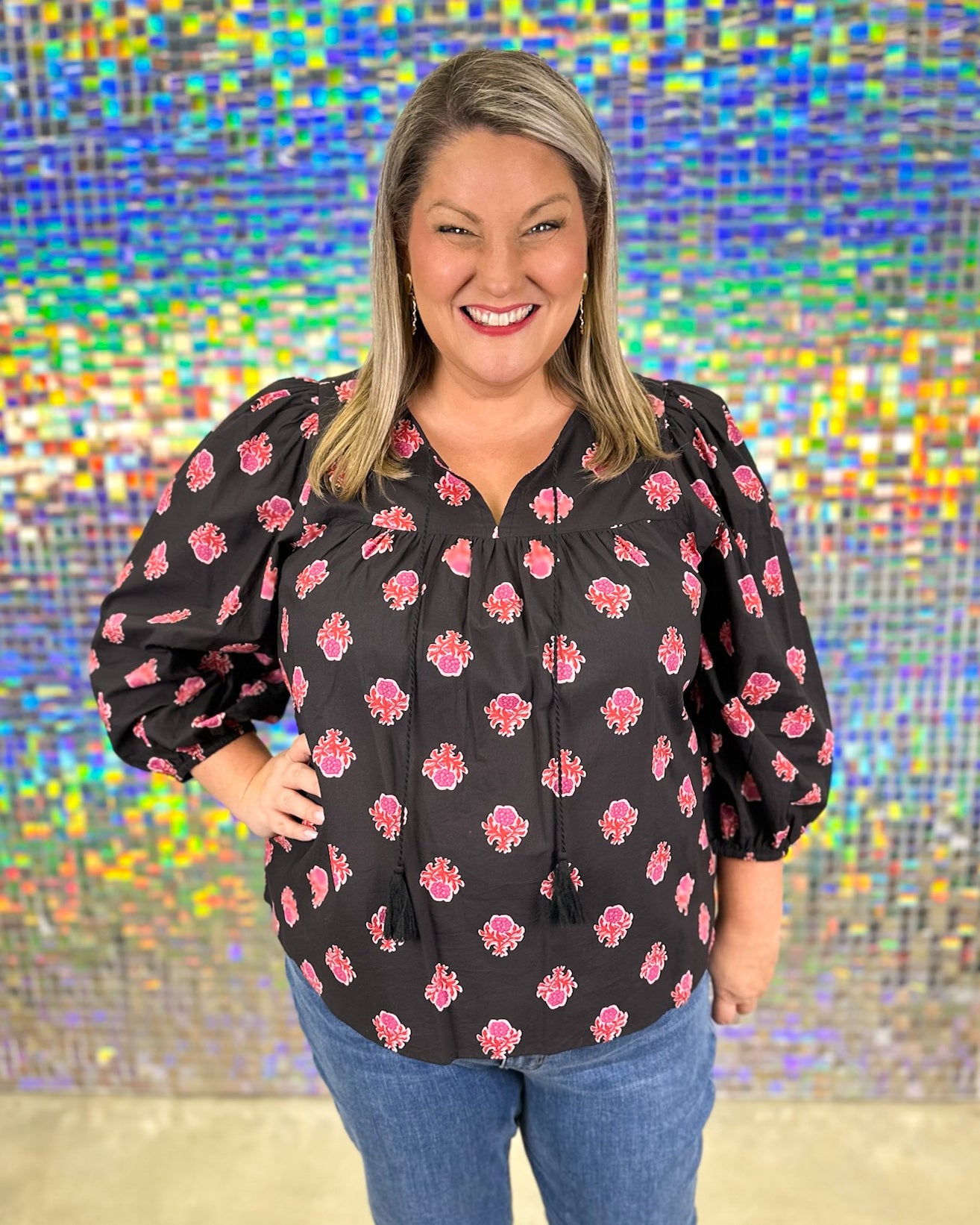 Martie Balloon Sleeve Top - Black