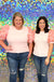 Entro Cotton Candy Top - Light Pink, puff sleeve, textured, plus size