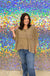 Easel Laurel Top - Ash Brown, v-neck, flowy, oversized, generous cut, 3/4 sleeve