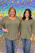 Andree By Unit Miranda Ribbed Top - True Olive, plus size, front pocket, ribbed, round neck, 3/4 sleeve