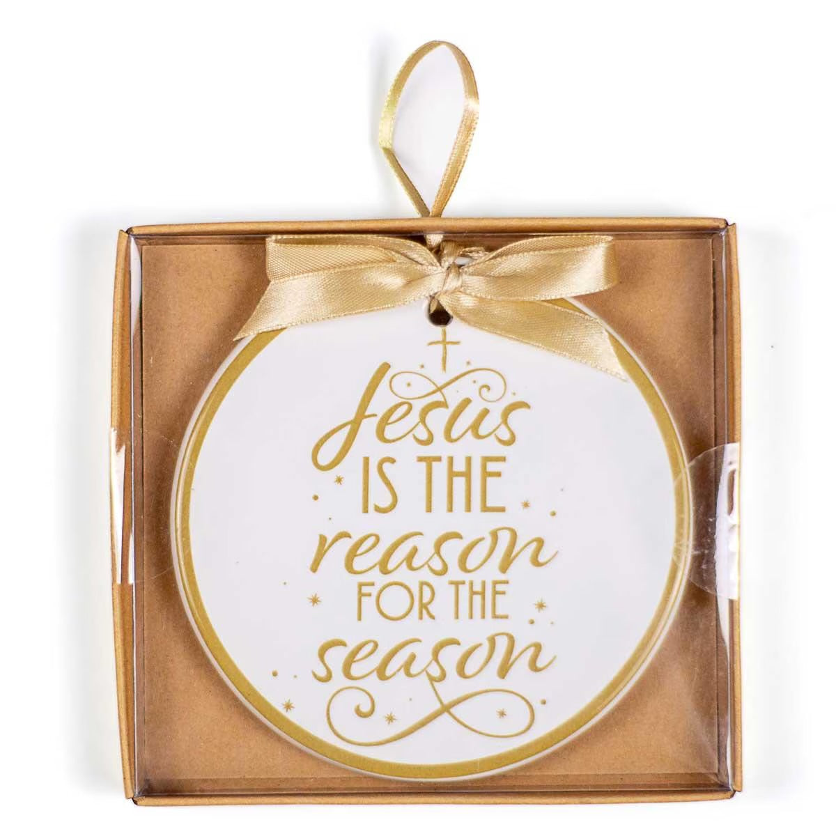 Jesus is the Reason Ornament - White/Light Gold