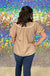 Entro Eloise Ric Rac Top - Latte, v-neck, short sleeve, puff sleeve