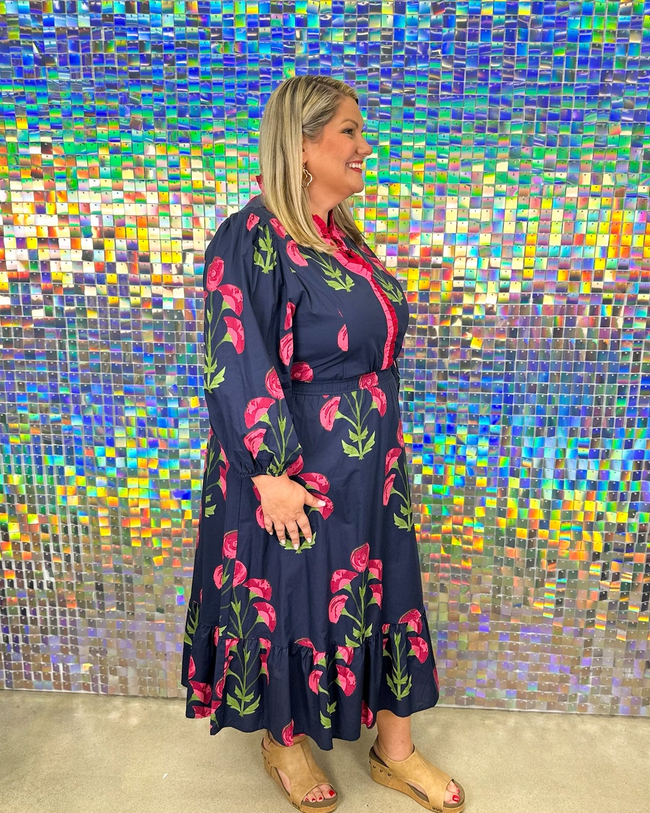 Wild Flower Dress - Navy