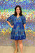 Entro Falling For Ikat Dress - Royal Blue, tiered, v-neck, short sleeve, pattern