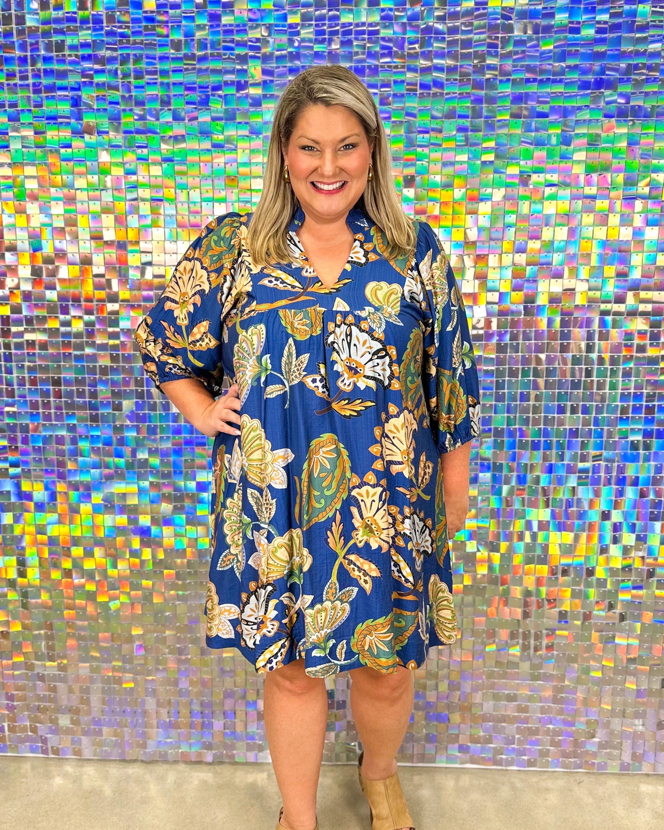 FINAL SALE Autumn Dress - Navy