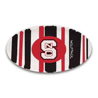 Magnolia Lane 12" NC State Oval Striped Melamine Plate