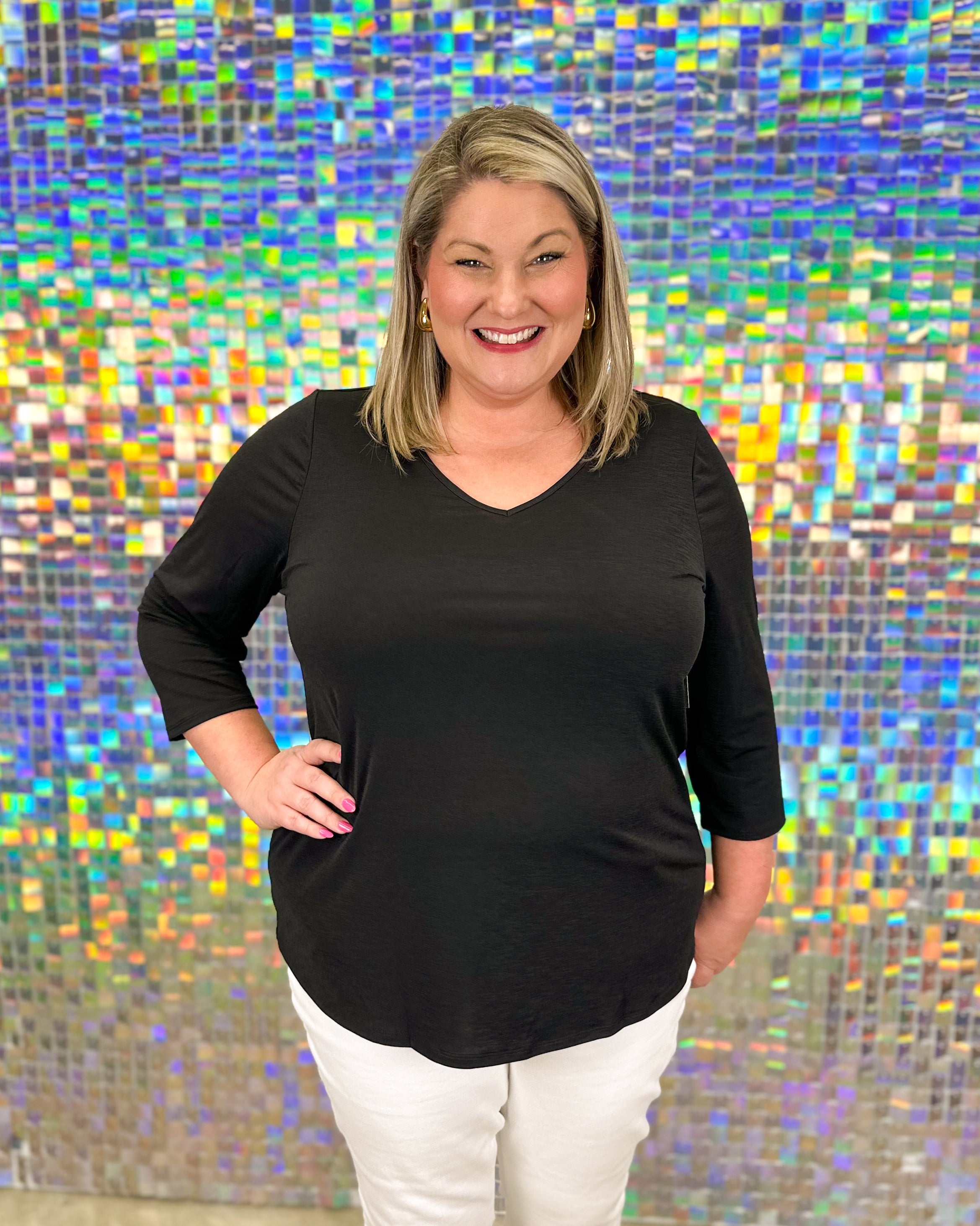 Liza V-Neck Top - Black