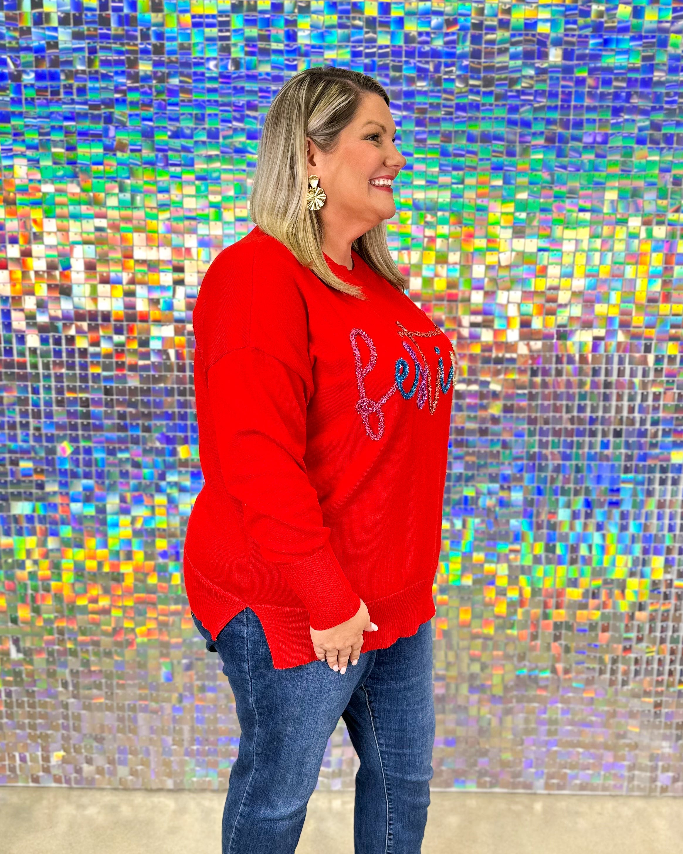 Holiday Sparkle Sweater - Red
