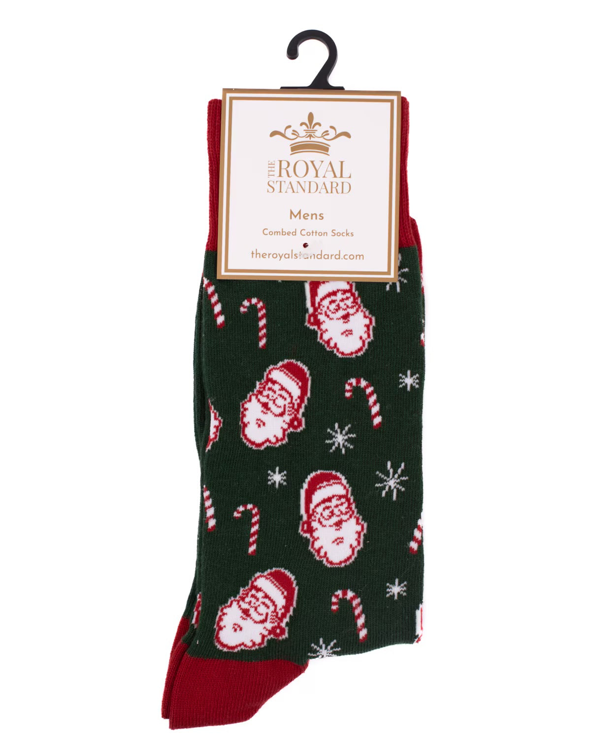 Men's Candy Cane Christmas Socks - Dark Green