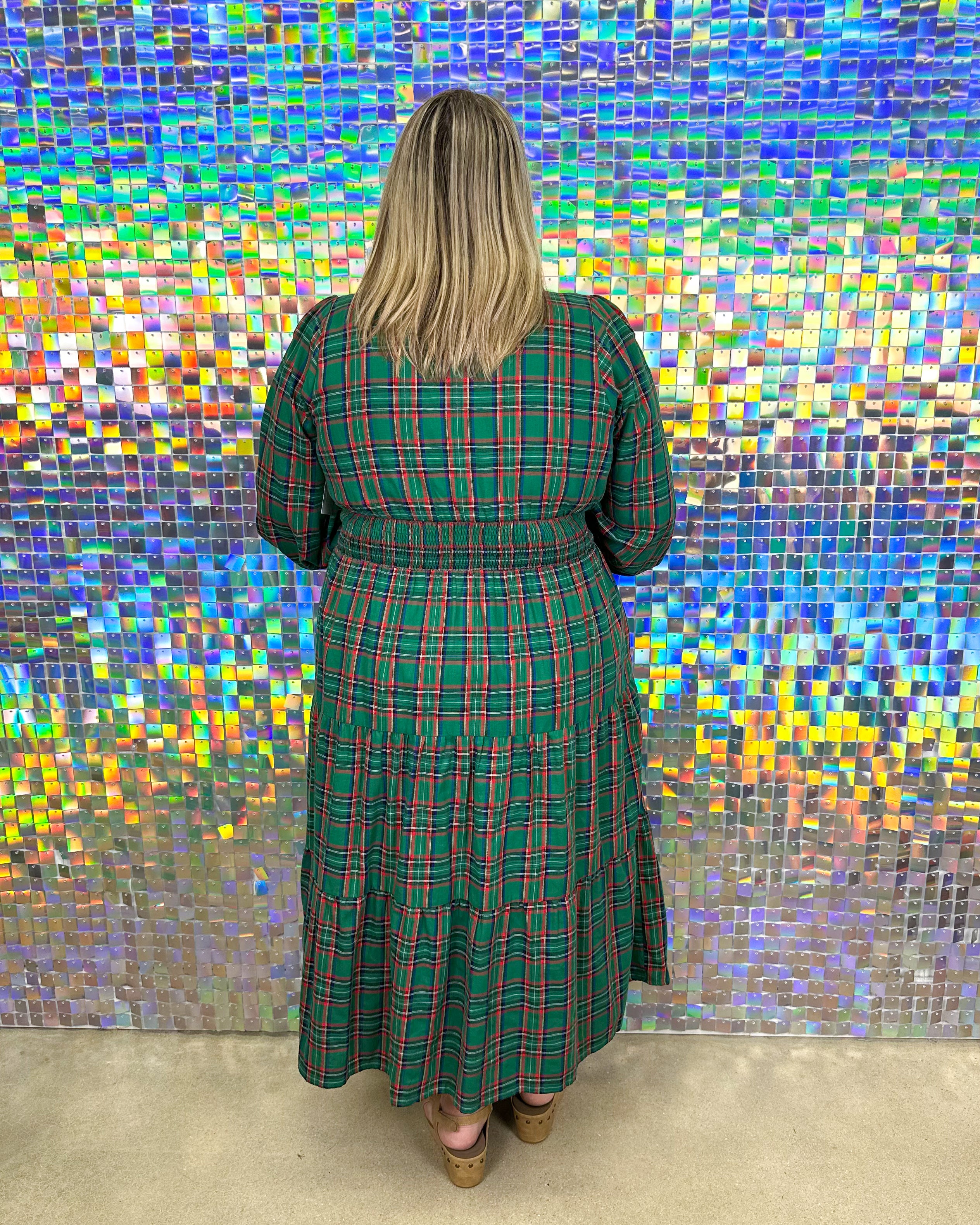 Jace Button Down Midi Dress - Green Multi