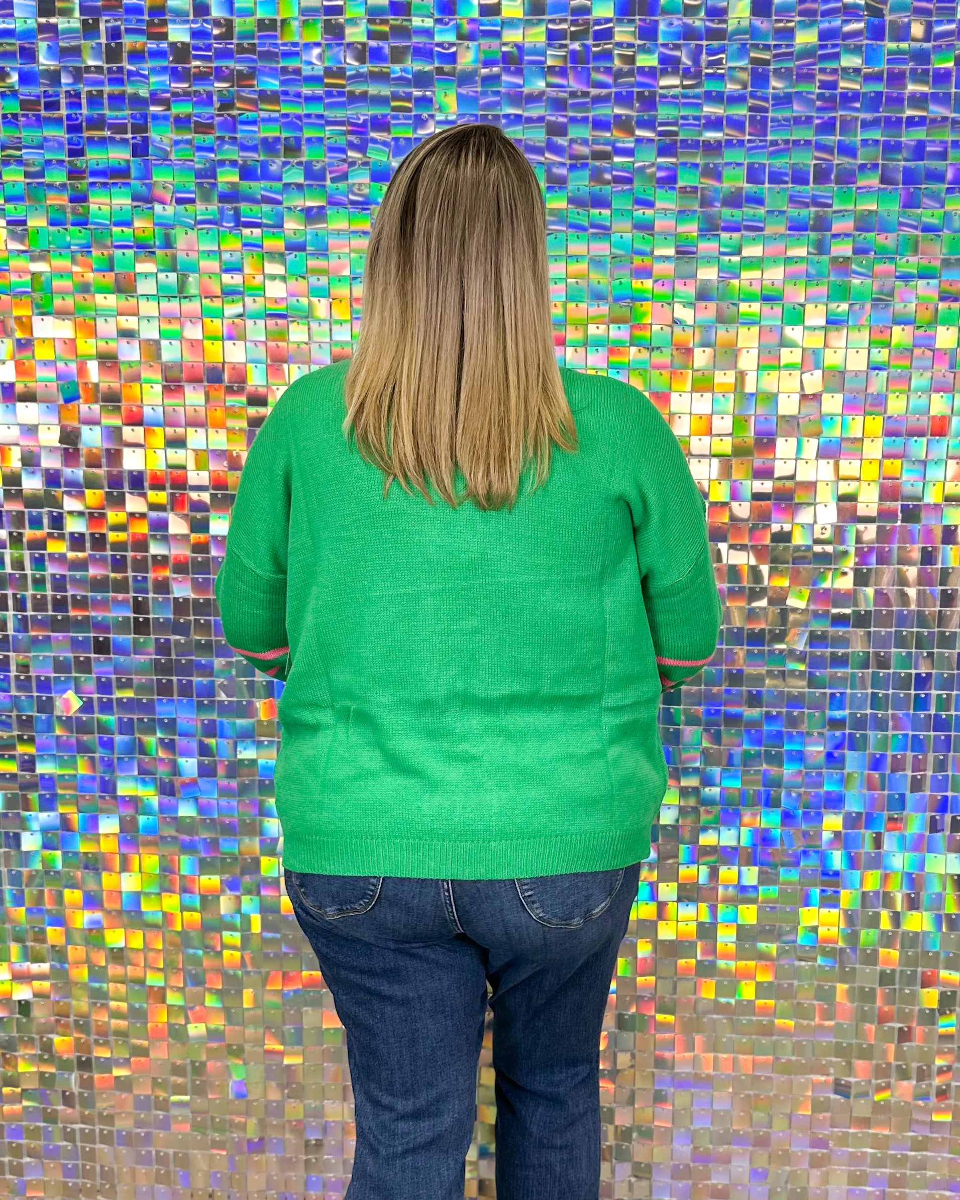 Sequin Nutcracker Sweater Cardigan - Green