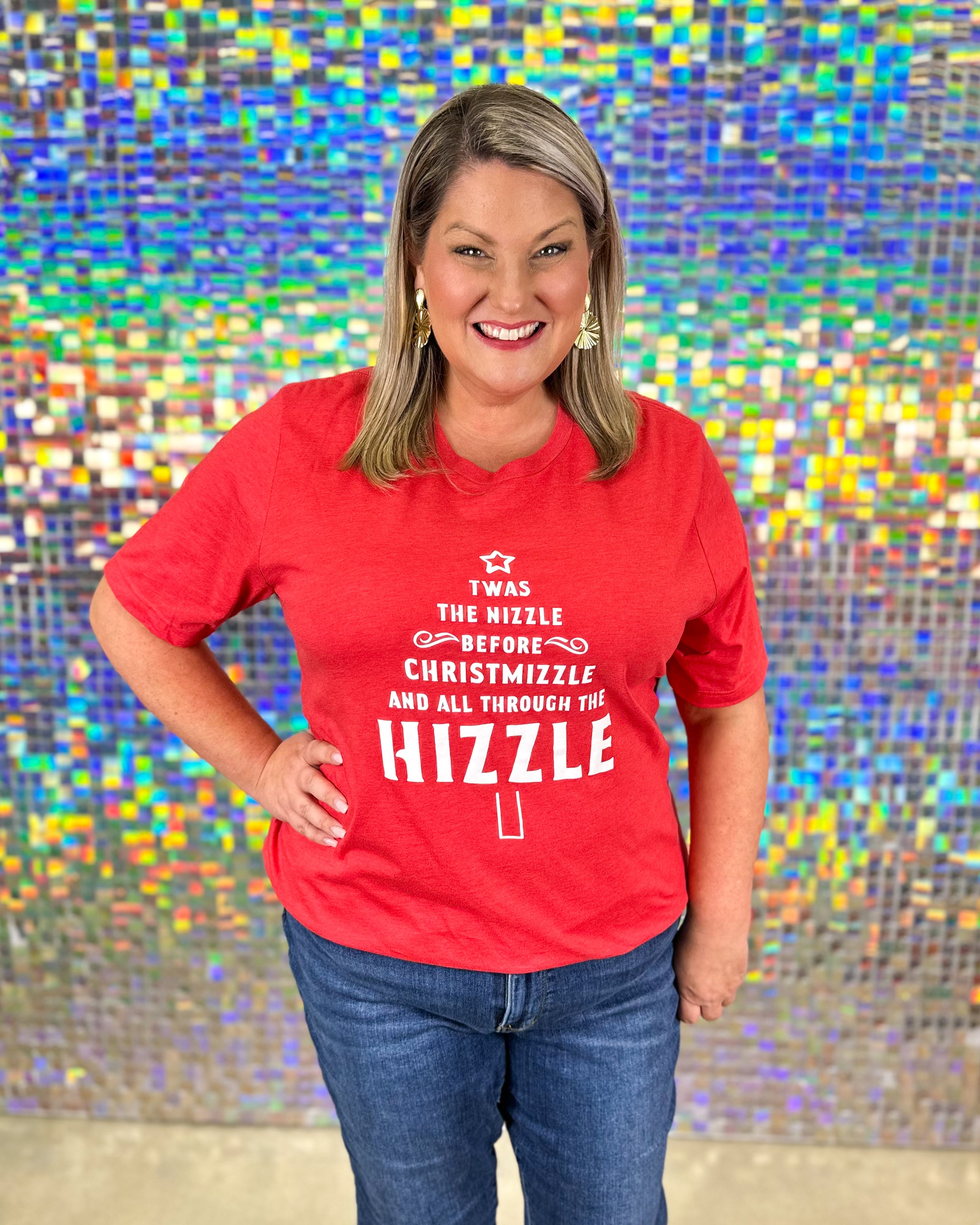 Twas the Nizzle Before Chrismizzle Tee - Red