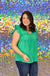 Andree By Unit My Way Top - Kelly Green, plus size, v-neck, ruffle sleeve, sleeveless, tie front