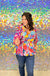 Umgee Staying Alive Top - Mulberry, bold print, floral, v-neck, long sleeve, peplum, plus size