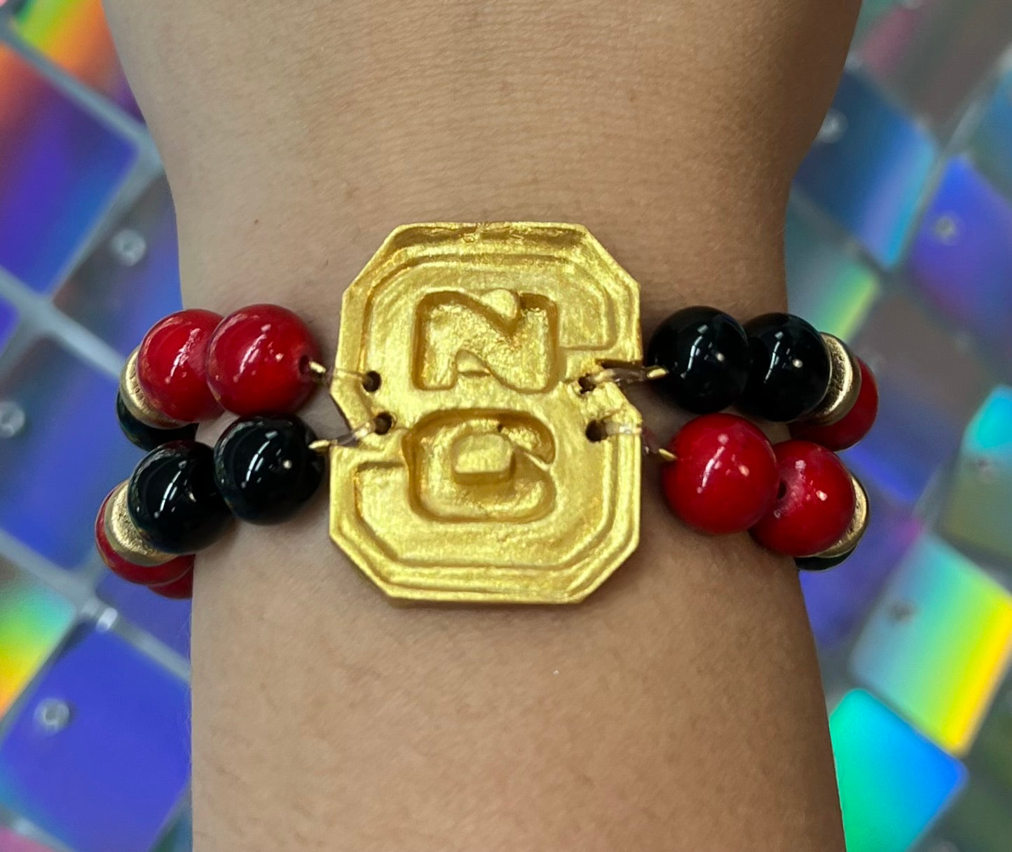 NC State Double Strand Bracelet - Red/Black
