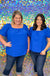 She & Sky Cadence Top - Diva Blue, square neck, plus size, puff sleeve, short sleeve