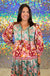 Umgee Hippy Dippy Dress - Green, plus size, long sleeve, v-neck, tiered, patchwork, pattern