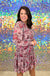 Skies Are Blue Feeling Divine Dress - Orchid/Cream, long sleeves, v-neck, printed, tiered, mini, curvy