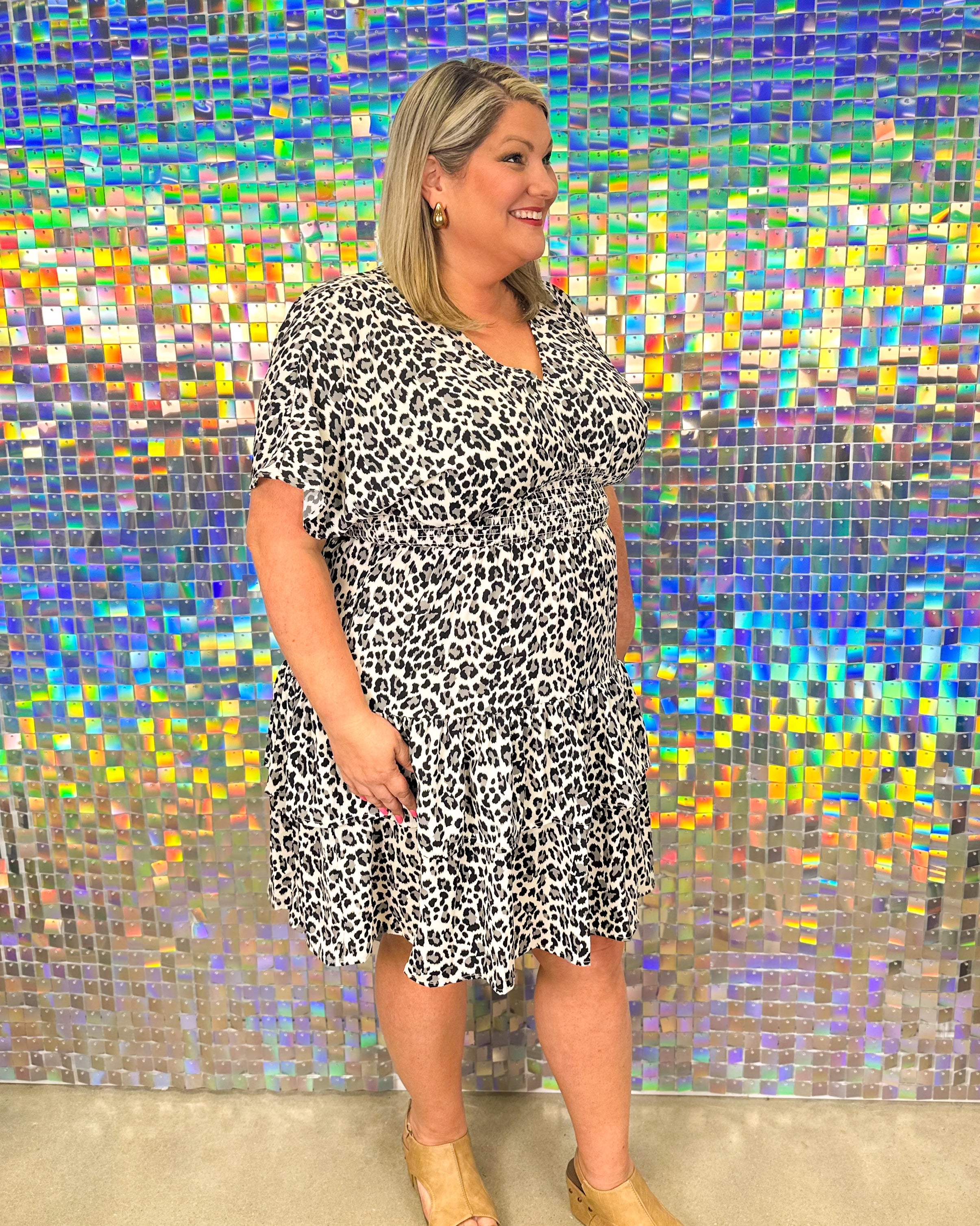 Wild Side Dress - Cream/Black