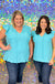 Andree By Unit My Way Top - Blue Radiance, plus size, v-neck, ruffle sleeve, sleeveless, tie front