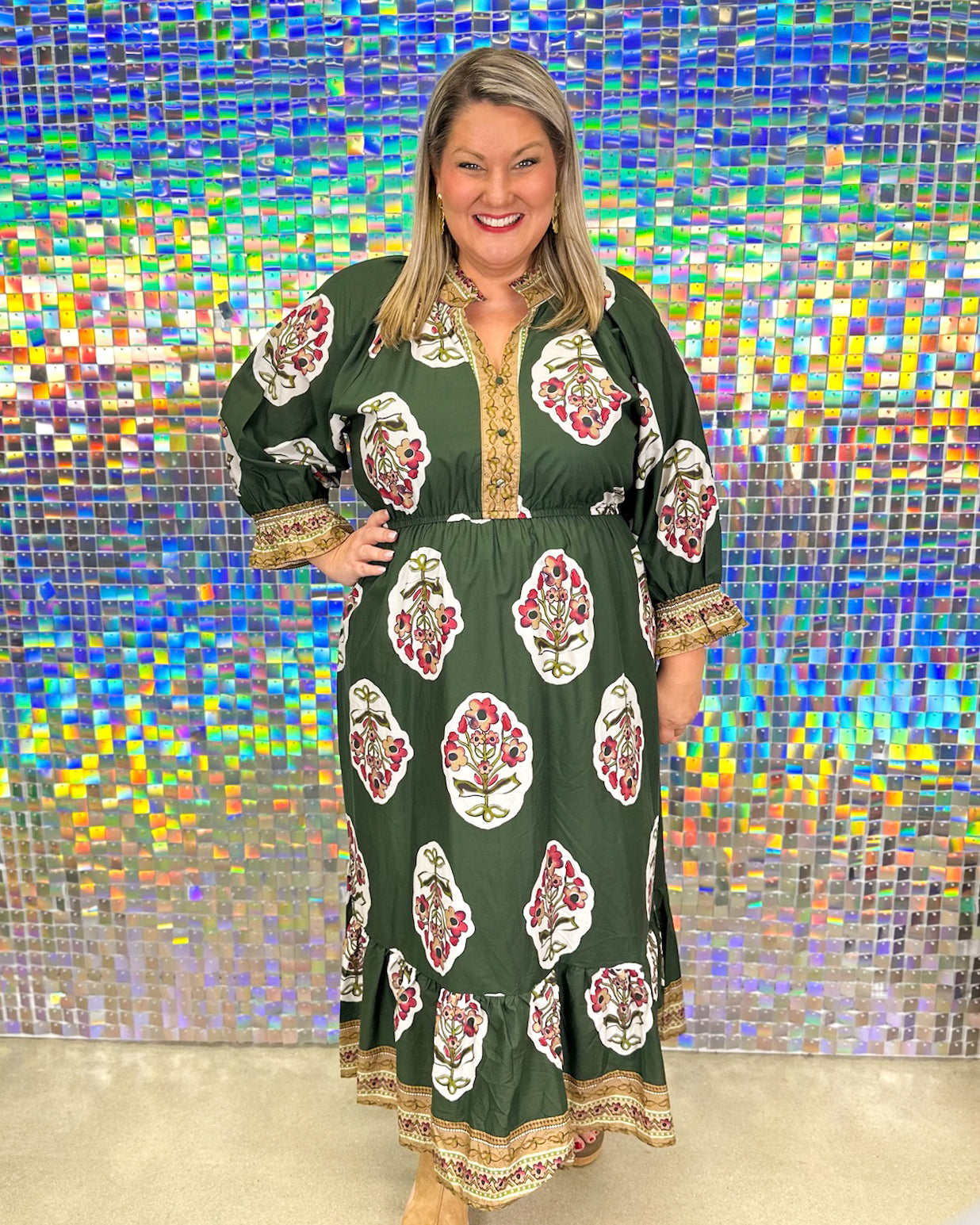 Jasmine Dress - Palm Green Mix