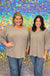 Andree By Unit Miranda Ribbed Top - Oyster Grey, plus size, front pocket, ribbed, round neck, 3/4 sleeve