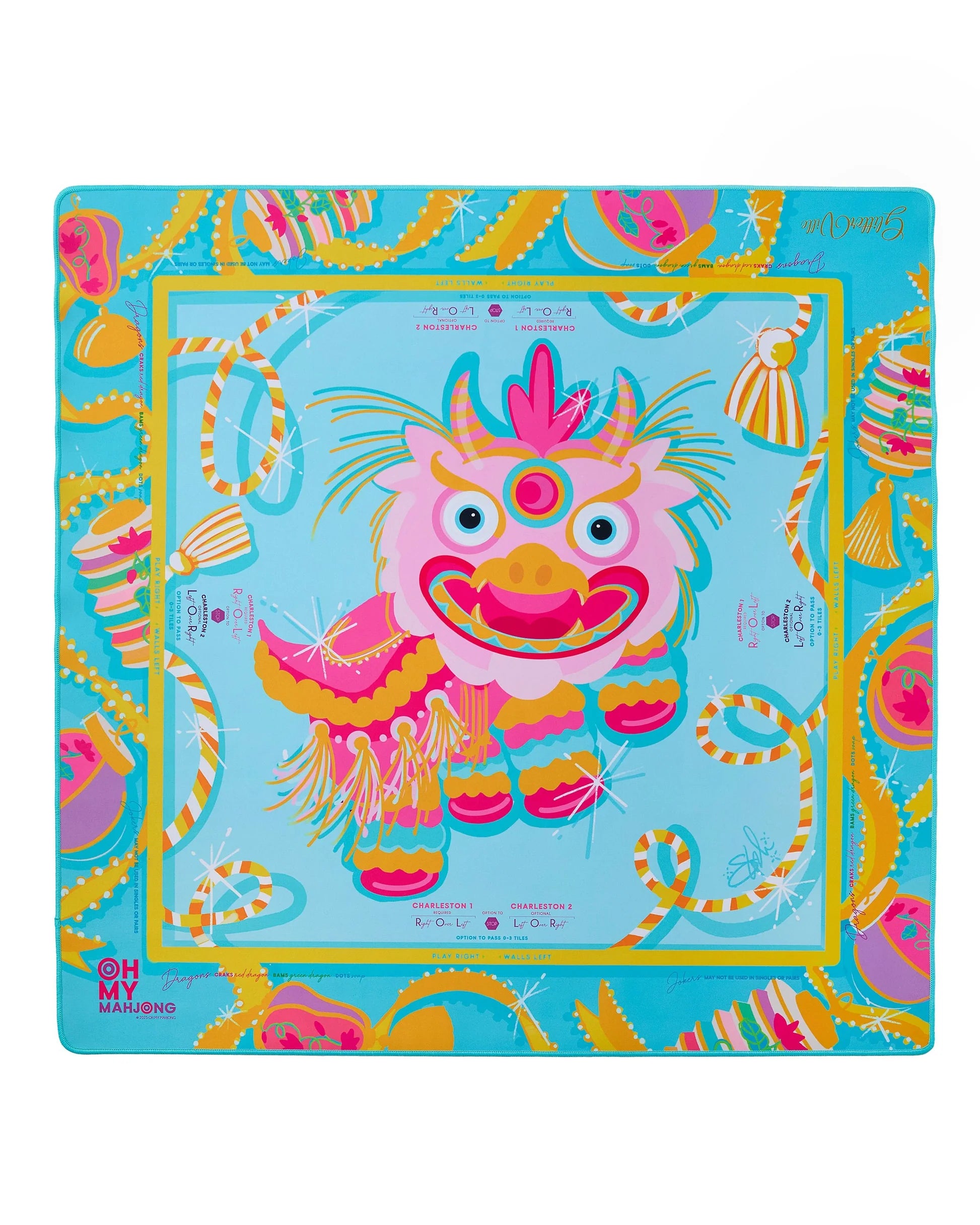 Glitterville Pink Dragon Mahjong Mat