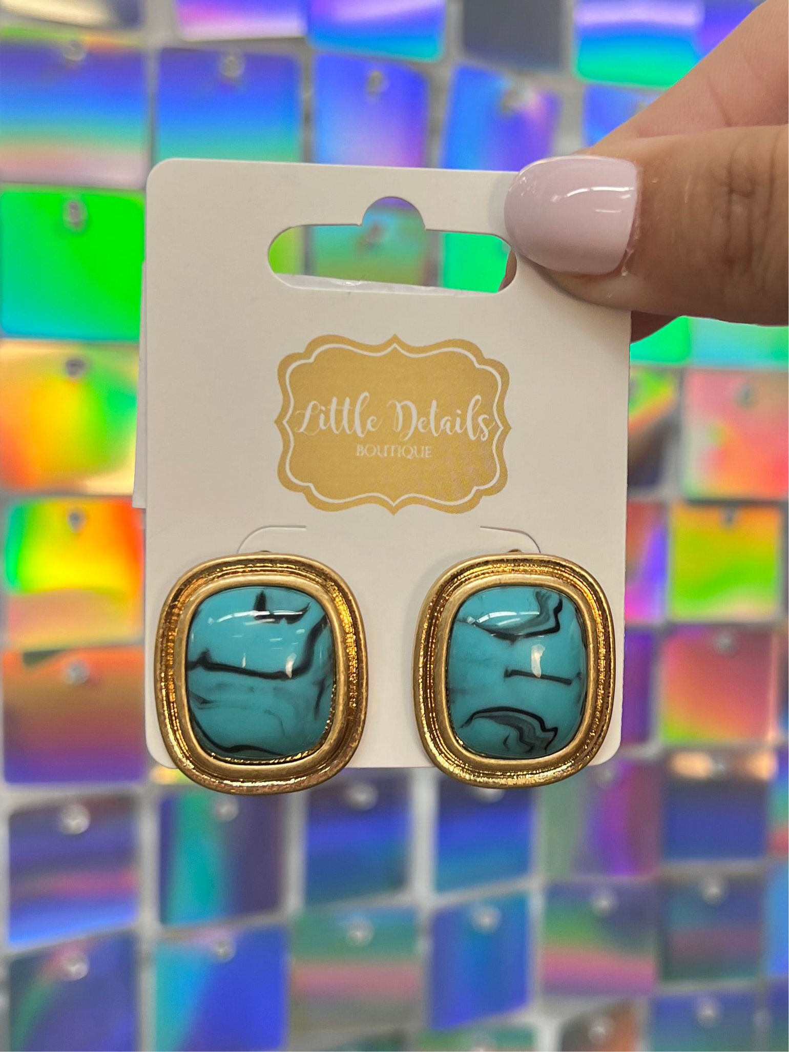 Stone Square & Vintage Metal - Turquoise