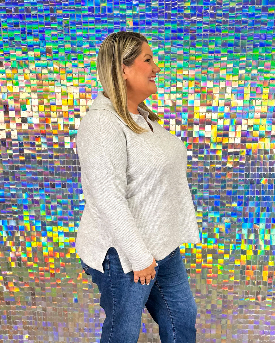 Noa Collared Sweater - Gray