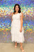 Entro Natalie Dress - White, one shoulder, applique, flowers, tiered, tulle skirt, midi, wedding, bride, graduation