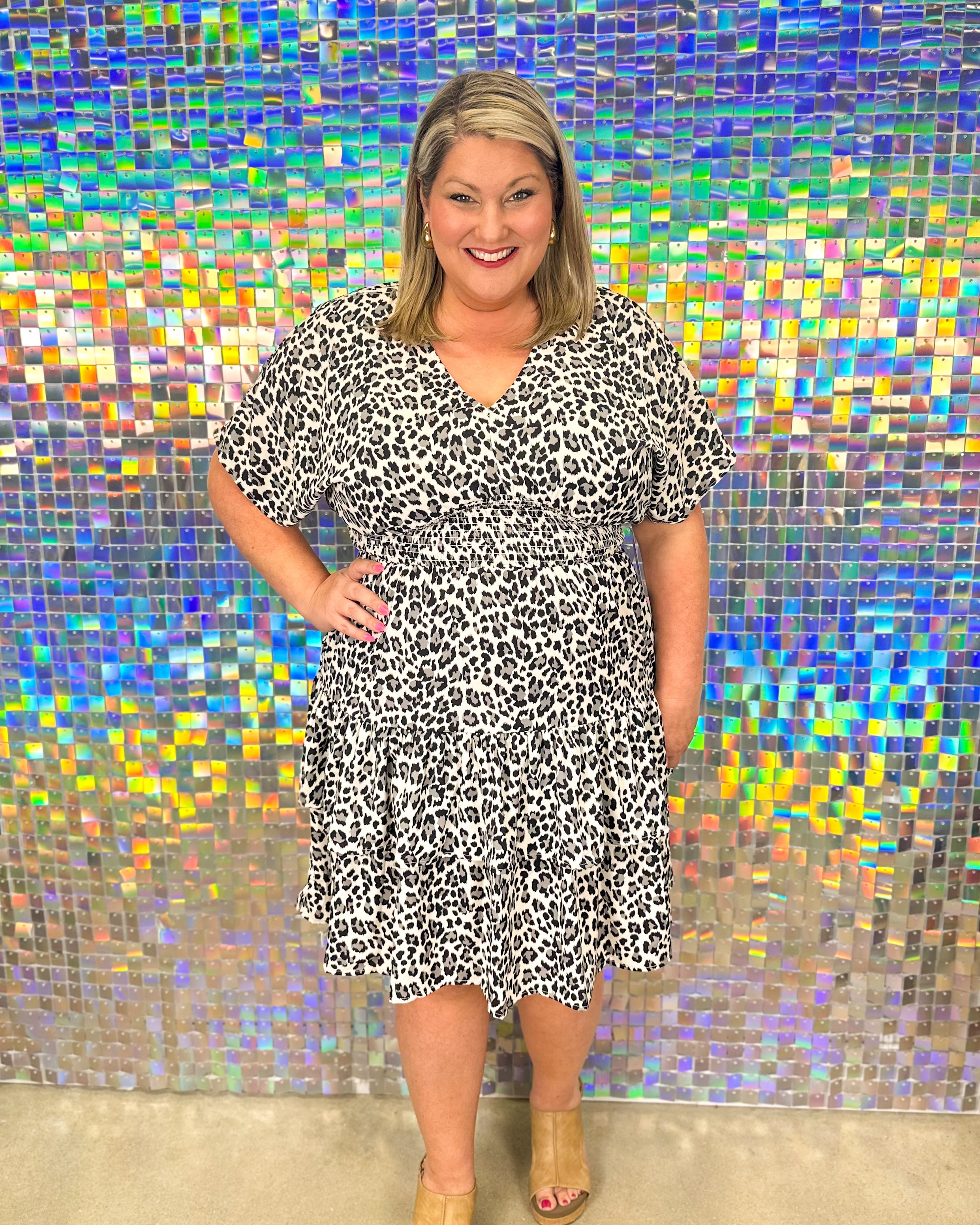 Wild Side Dress - Cream/Black