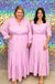 Skies Are Blue Fall For Me Maxi Dress - Lavender, plus size, tiered, v-neck, long sleeve