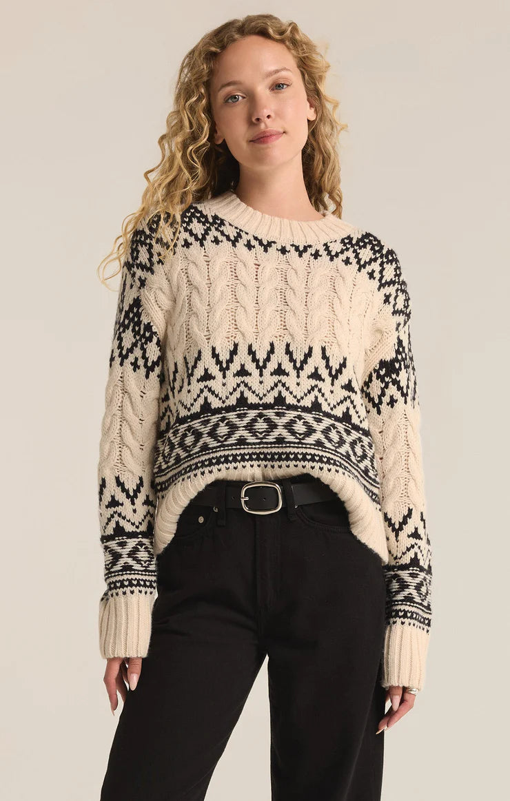 Z Supply Garland Fairisle Sweater - Sea Salt